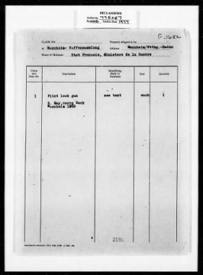 Cultural Property Claim Applications > F165c OFR 8991 Etat Francais, Ministere de la Guerre