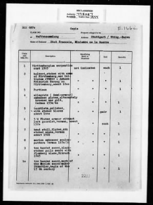 Cultural Property Claim Applications > F165c OFR 8991 Etat Francais, Ministere de la Guerre