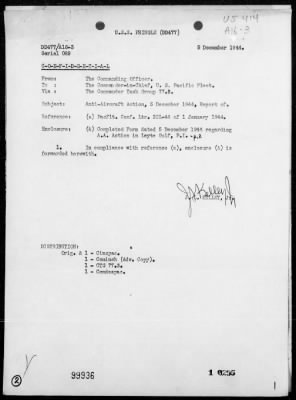 USS PRINGLE > Report of AA Action in Leyte Gulf, Philippines on 12/5/44