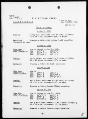 USS TULAGI > War Diary, 10/1/44 to 11/30/44