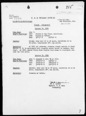 Thumbnail for USS TULAGI > War Diary, 10/1/44 to 11/30/44