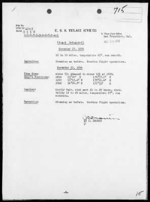 USS TULAGI > War Diary, 10/1/44 to 11/30/44