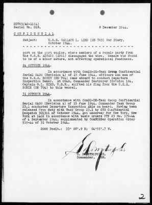 USS WALLACE L LIND > War Diary, 10/1/44 to 11/30/44