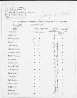 RB - Prisoners of war rolls and lists (persons captured by Union Forces) > A. W. Baker-U.S.S. Minnesota