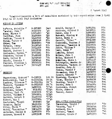 Thumbnail for History of the 253rd Infantry Regiment > 253rd Infantry Regiment Recommendation for PUC 2cBn