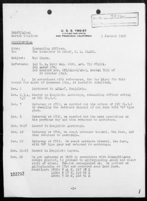 USS YMS 87 > War Diary, 12/1-31/44