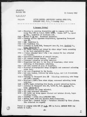 USS KNOX > Rep of amphibious ops in the invasion of Lingayen Gulf, Luzon Island, Philippines on 1/9/45, including AA actions, 1/8-10/45