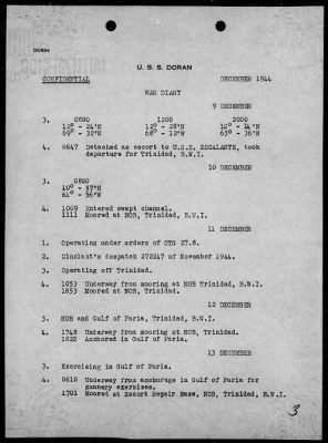 Thumbnail for USS DORAN > War Diary, 12/1/44 to 1/31/45