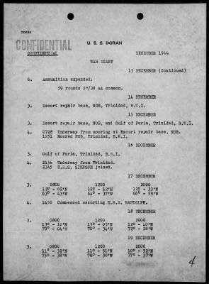 Thumbnail for USS DORAN > War Diary, 12/1/44 to 1/31/45