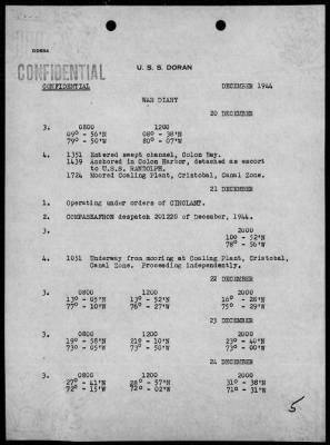 USS DORAN > War Diary, 12/1/44 to 1/31/45