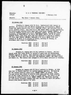 USS TWINING > War Diary, 1/1-31/45