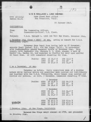 USS WALLACE L LIND > War Diary, 12/1-31/44