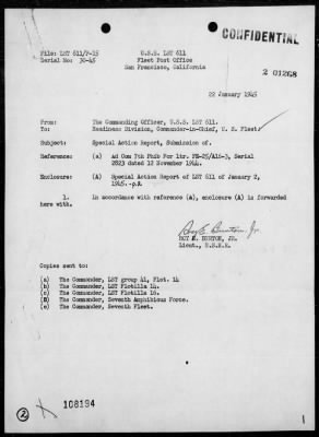 Thumbnail for USS LST-611 > Report of AA action off Leyte Island, Philippines, on 1/2/45