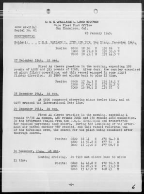 USS WALLACE L LIND > War Diary, 12/1-31/44