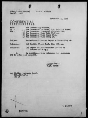 Thumbnail for USS MONITOR > Rep of AA act Northeast coast of Mindanao Is, Philippines on 11/13/44