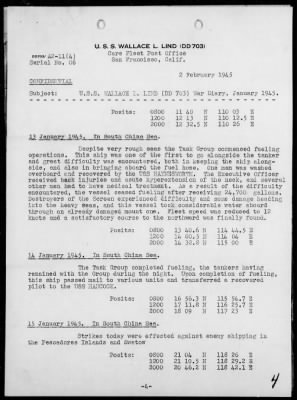 USS WALLACE L LIND > War Diary, 1/1-31/45