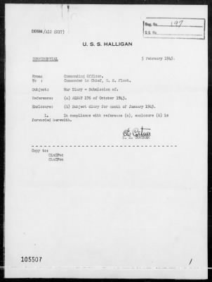 Thumbnail for USS HALLIGAN > War Diary, 1/1-31/45