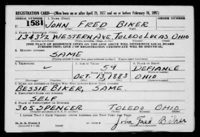 John Fred > Biker, John Fred (1883)