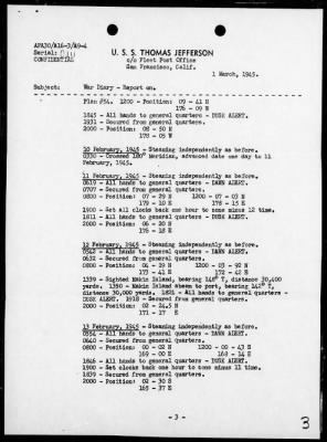 USS THOMAS JEFFERSON > War Diary, 2/1-28/45