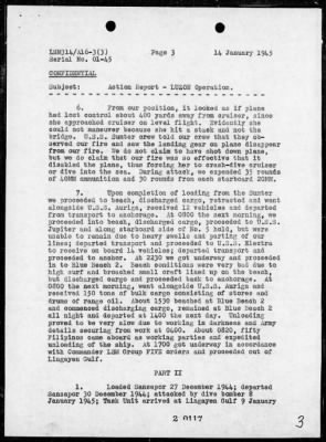 Thumbnail for USS LSM-314 > Rep of ops In the invasion of Lingayen Gulf, Luzon Is, Philippines, 1/9-12/45, including AA acts 1/8 & 9/45