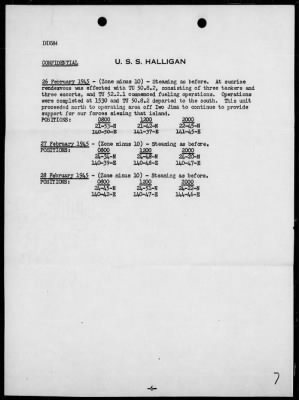 Thumbnail for USS HALLIGAN > War Diary, 2/1-28/45