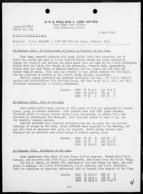 USS WALLACE L LIND > War Diary, 2/1-28/45