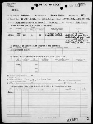 Thumbnail for VMSB-231 > ACA reps nos 116-117 - Dive bombing targets on Taroa Is, Marshalls 7/14/44