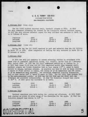 USS TERRY > War Diary, 2/1-28/45