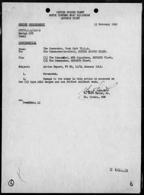 Thumbnail for PT-79 & PT-83 > Rep of act off the South Coast of Luzon Is, Philippines, night of 1/13-14/45