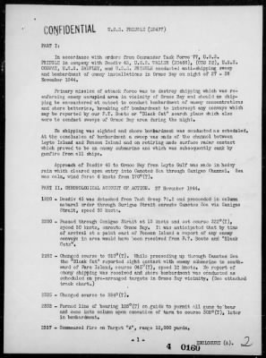 Thumbnail for USS PRINGLE > Rep of the bombardment of Ormoc Bay, Leyte Is & offensive sweep of Camotes Sea, Philippines, night of 11/27-28/44