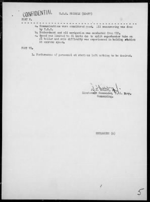 Thumbnail for USS PRINGLE > Rep of the bombardment of Ormoc Bay, Leyte Is & offensive sweep of Camotes Sea, Philippines, night of 11/27-28/44