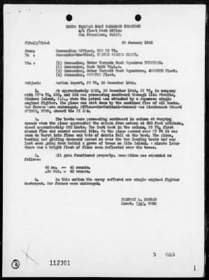 PT-78 > Rep of shooting down Jap fighter plane while on offensive patrol in Ilin Strait, Mindoro Is, Philippines on 12/30/44