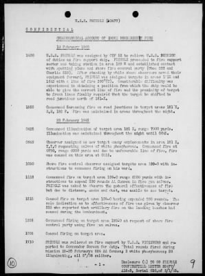 Thumbnail for USS PRINGLE > Rep of ops in support of the invasion & occupation of Iwo Jima, Bonin Is, 2/17/45 - 3/1/45, including AA act on 2/23/45