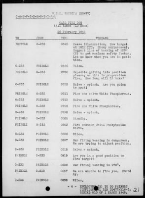 Thumbnail for USS PRINGLE > Rep of ops in support of the invasion & occupation of Iwo Jima, Bonin Is, 2/17/45 - 3/1/45, including AA act on 2/23/45