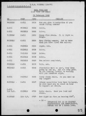 Thumbnail for USS PRINGLE > Rep of ops in support of the invasion & occupation of Iwo Jima, Bonin Is, 2/17/45 - 3/1/45, including AA act on 2/23/45