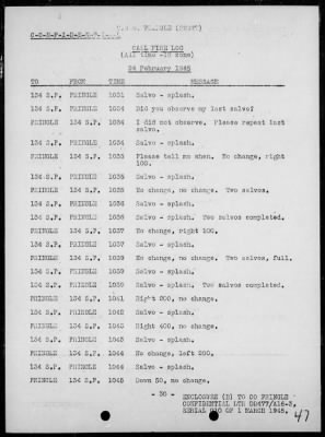 Thumbnail for USS PRINGLE > Rep of ops in support of the invasion & occupation of Iwo Jima, Bonin Is, 2/17/45 - 3/1/45, including AA act on 2/23/45