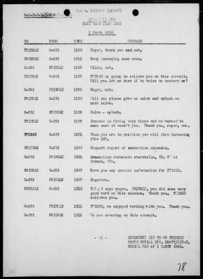 Thumbnail for USS PRINGLE > Rep of ops in support of the invasion & occupation of Iwo Jima, Bonin Is, 2/17/45 - 3/1/45, including AA act on 2/23/45