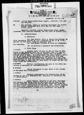 Thumbnail for Activity Reports > Monthly Report On Monuments Fine Arts and Archives Western Military District - Seventh United States Army October (Greater Hesse) 1945