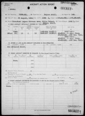 Thumbnail for VMSB-231 > ACA reps nos 141-142 - Dive bombing targets on Mille Is, Marshalls 8/26/44