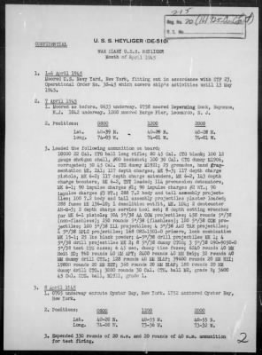 Thumbnail for USS HEYLIGER > War Diary, 3/24/45 to 4/30/45