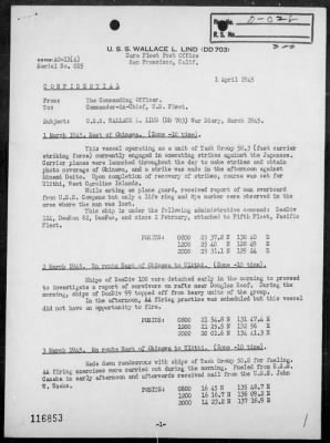 USS WALLACE L LIND > War Diary, 3/1-31/45