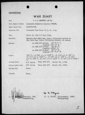 USS GRIFFIN > War Diary, 3/1-31/45