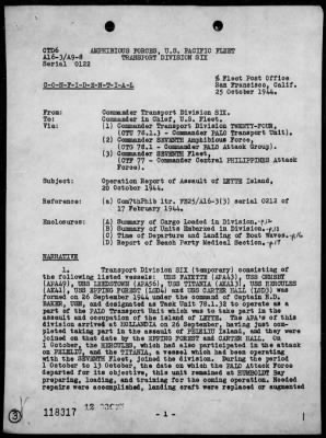 COMTRANSDIV 6 > Rep of ops in the invasion of Leyte Is, Philippines 10/20-21/44