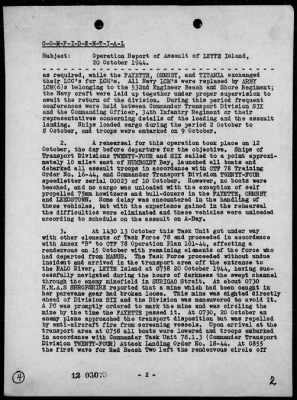 COMTRANSDIV 6 > Rep of ops in the invasion of Leyte Is, Philippines 10/20-21/44