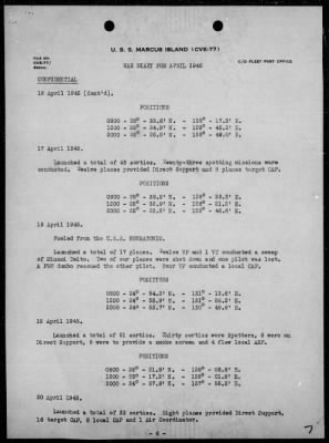 USS MARCUS ISLAND > War Diary, 4/1-30/45