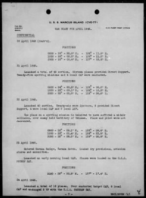 USS MARCUS ISLAND > War Diary, 4/1-30/45