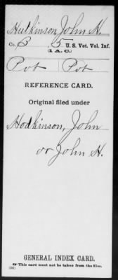 Thumbnail for John H > Hutkinson, John H (Pvt)