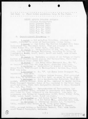 Thumbnail for MAR, FIRST PHIB CORPS, HDQTRS > War Diary, 8/1/43-9/30/43