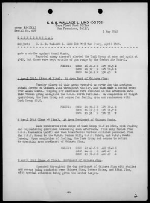 USS WALLACE L LIND > War Diary, 4/1-30/1945