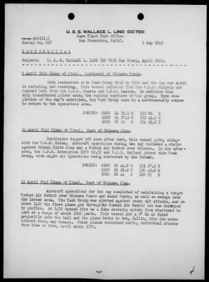 USS WALLACE L LIND > War Diary, 4/1-30/1945